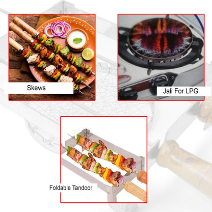 Barbeque Grill Stand with 2 Skewers & 1 Jali